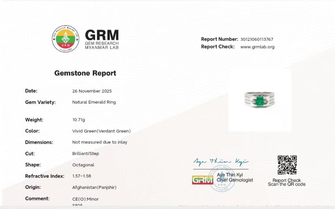 2 of 6 Limited Panjshir Emerald Men’s Ring – 2.10ct Vivid Verdant Green Masterpiece (White Gold Finish)