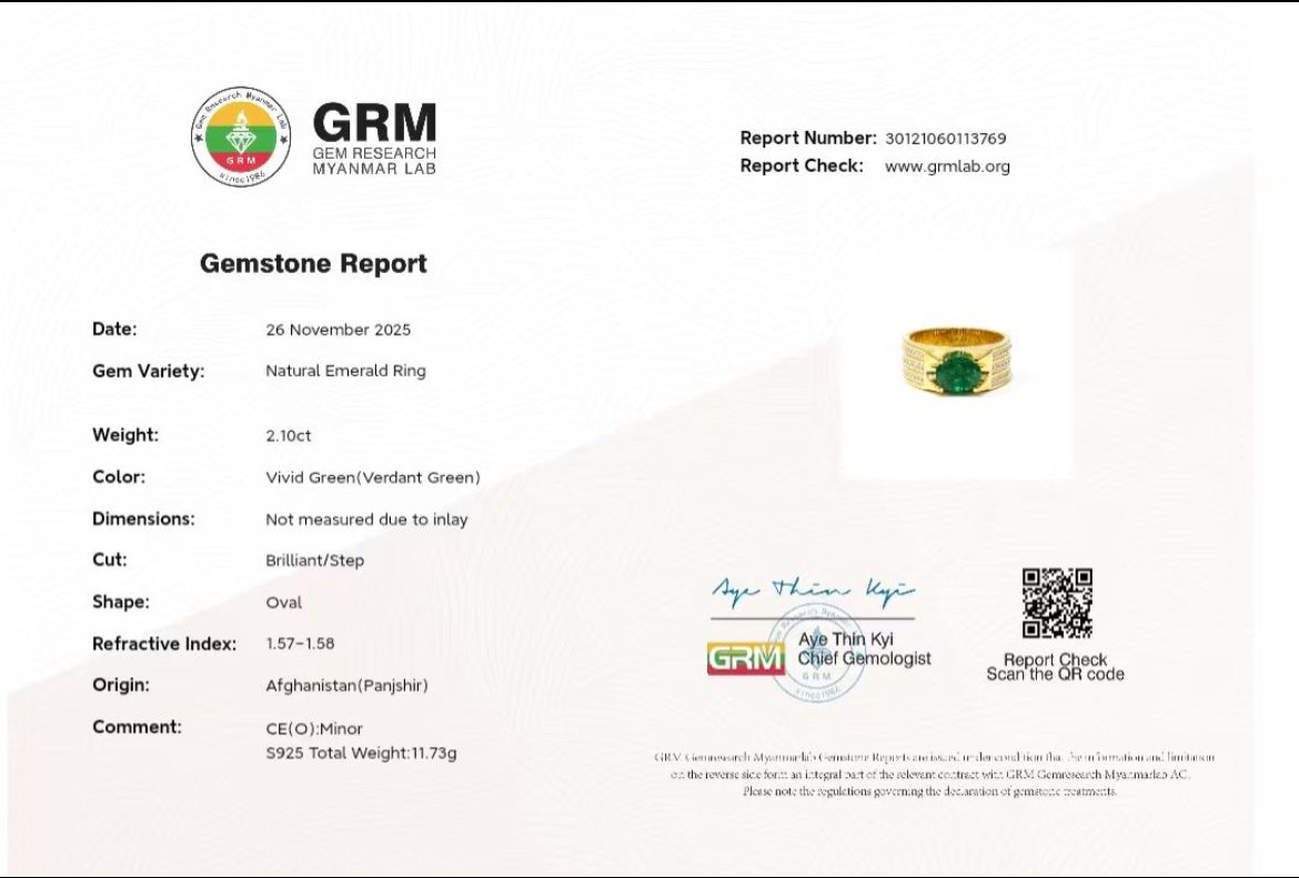 4 of 6 Limited Panjshir Emerald Men’s Ring – 2.10ct Vivid Verdant Green Oval Masterpiece