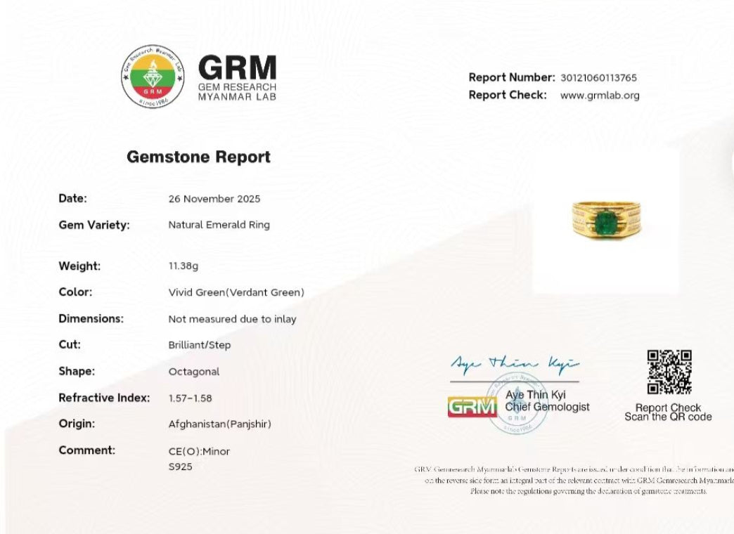 1 of 6 Limited Panjshir Emerald Men’s Ring – 2.44ct Vivid Verdant Green Masterpiece