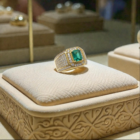 3 of 6 Limited Panjshir Emerald Men’s Ring – 1.55ct Vivid Verdant Green Masterpiece (Yellow Gold Finish)