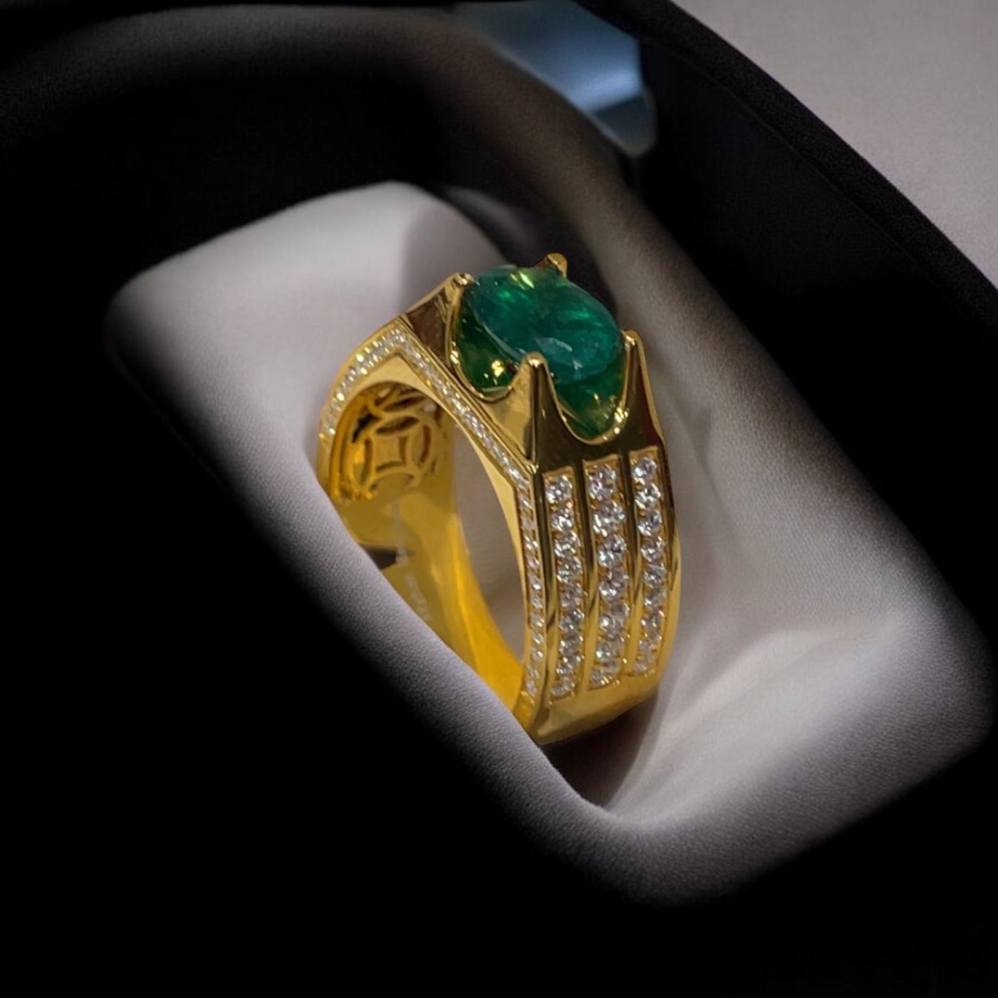 4 of 6 Limited Panjshir Emerald Men’s Ring – 2.10ct Vivid Verdant Green Oval Masterpiece